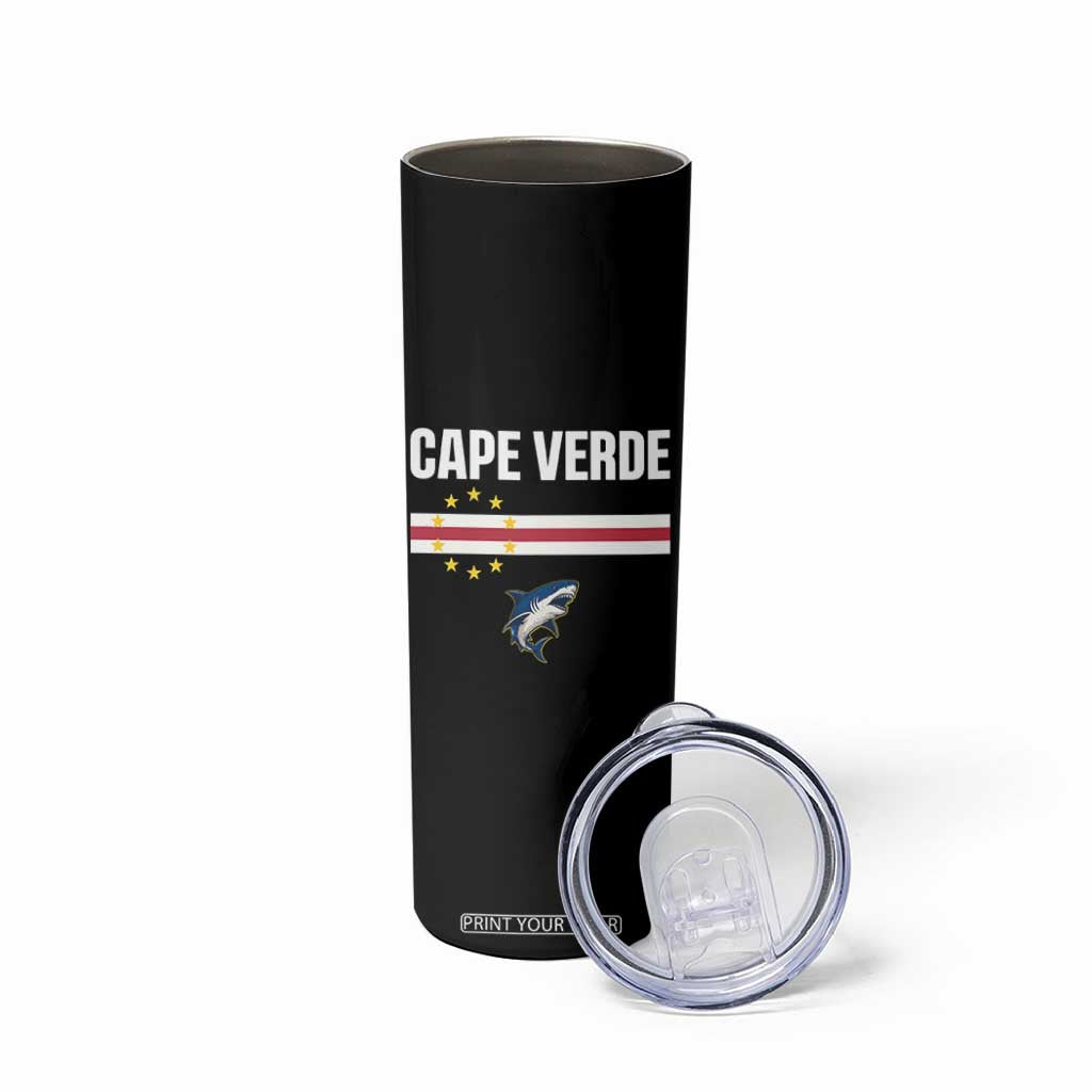 Cape Verde Flag Blue Shark Heritage Skinny Tumbler Cabo Verde Verdean Pride Soccer Football Fans TS02 Print Your Wear