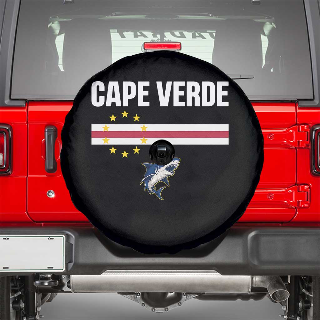 Cape Verde Flag Blue Shark Heritage Spare Tire Cover Cabo Verde Verdean Pride Soccer Football Fans TS02 Black Print Your Wear