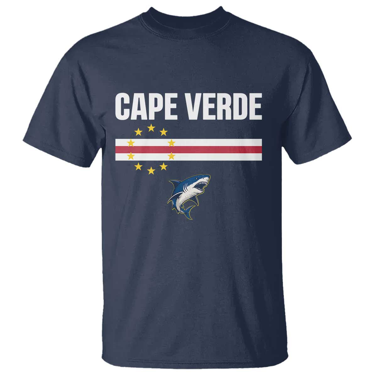 Cape Verde Flag Blue Shark Heritage T Shirt Cabo Verde Verdean Pride Soccer Football Fans