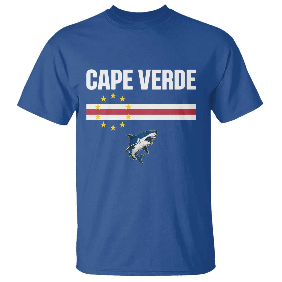 Cape Verde Flag Blue Shark Heritage T Shirt Cabo Verde Verdean Pride Soccer Football Fans TS02 Royal Blue Print Your Wear