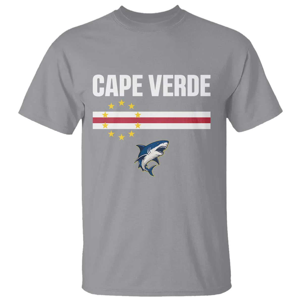 Cape Verde Flag Blue Shark Heritage T Shirt Cabo Verde Verdean Pride Soccer Football Fans
