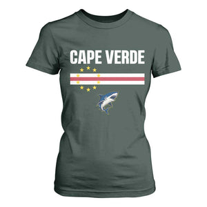 Cape Verde Flag Blue Shark Heritage T Shirt For Women Cabo Verde Verdean Pride Soccer Football Fans