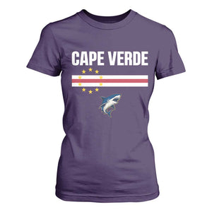 Cape Verde Flag Blue Shark Heritage T Shirt For Women Cabo Verde Verdean Pride Soccer Football Fans