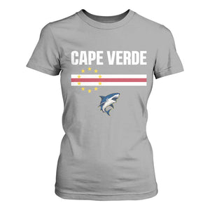 Cape Verde Flag Blue Shark Heritage T Shirt For Women Cabo Verde Verdean Pride Soccer Football Fans
