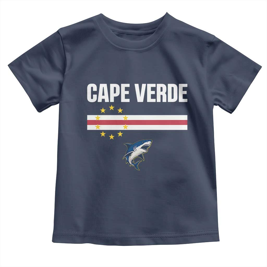 Cape Verde Flag Blue Shark Heritage Toddler T Shirt Cabo Verde Verdean Pride Soccer Football Fans