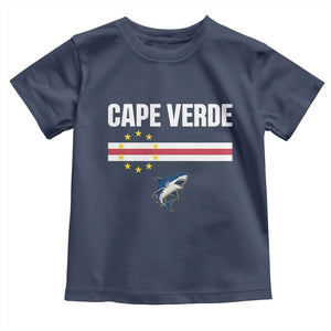 Cape Verde Flag Blue Shark Heritage Toddler T Shirt Cabo Verde Verdean Pride Soccer Football Fans