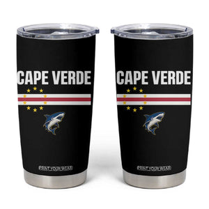 Cape Verde Flag Blue Shark Heritage Tumbler Cup Cabo Verde Verdean Pride Soccer Football Fans TS02 Black Print Your Wear