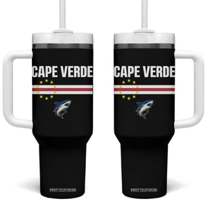 Cape Verde Flag Blue Shark Heritage Tumbler With Handle Cabo Verde Verdean Pride Soccer Football Fans TS02 One Size: 40 oz Black Print Your Wear