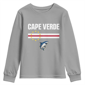 Cape Verde Flag Blue Shark Heritage Youth Sweatshirt Cabo Verde Verdean Pride Soccer Football Fans