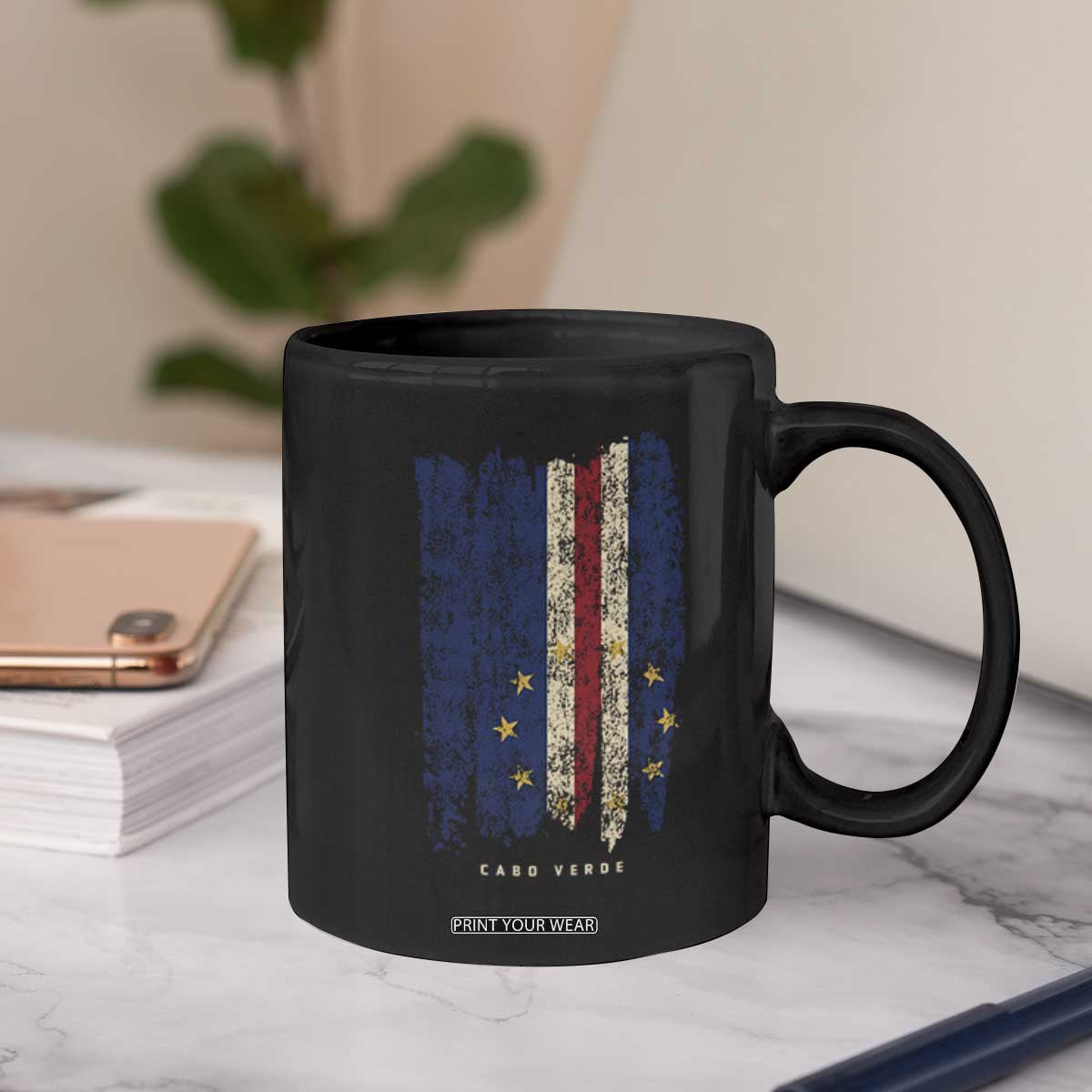 Cape Verde Vertical Brush Stroke Flag Graphic Coffee Mug Cabo Verde National Pride Artistic Gift TS02 Print Your Wear