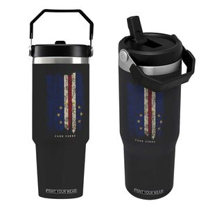 Cape Verde Vertical Brush Stroke Flag Graphic Flip Straw Tumbler Cabo Verde National Pride Artistic Gift TS02 One Size: 30 oz Black Print Your Wear