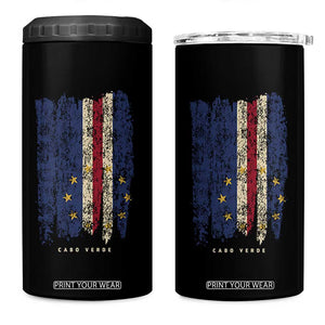 Cape Verde Vertical Brush Stroke Flag Graphic 4 in 1 Can Cooler Tumbler Cabo Verde National Pride Artistic Gift TS02 One Size: 16 oz Black Print Your Wear