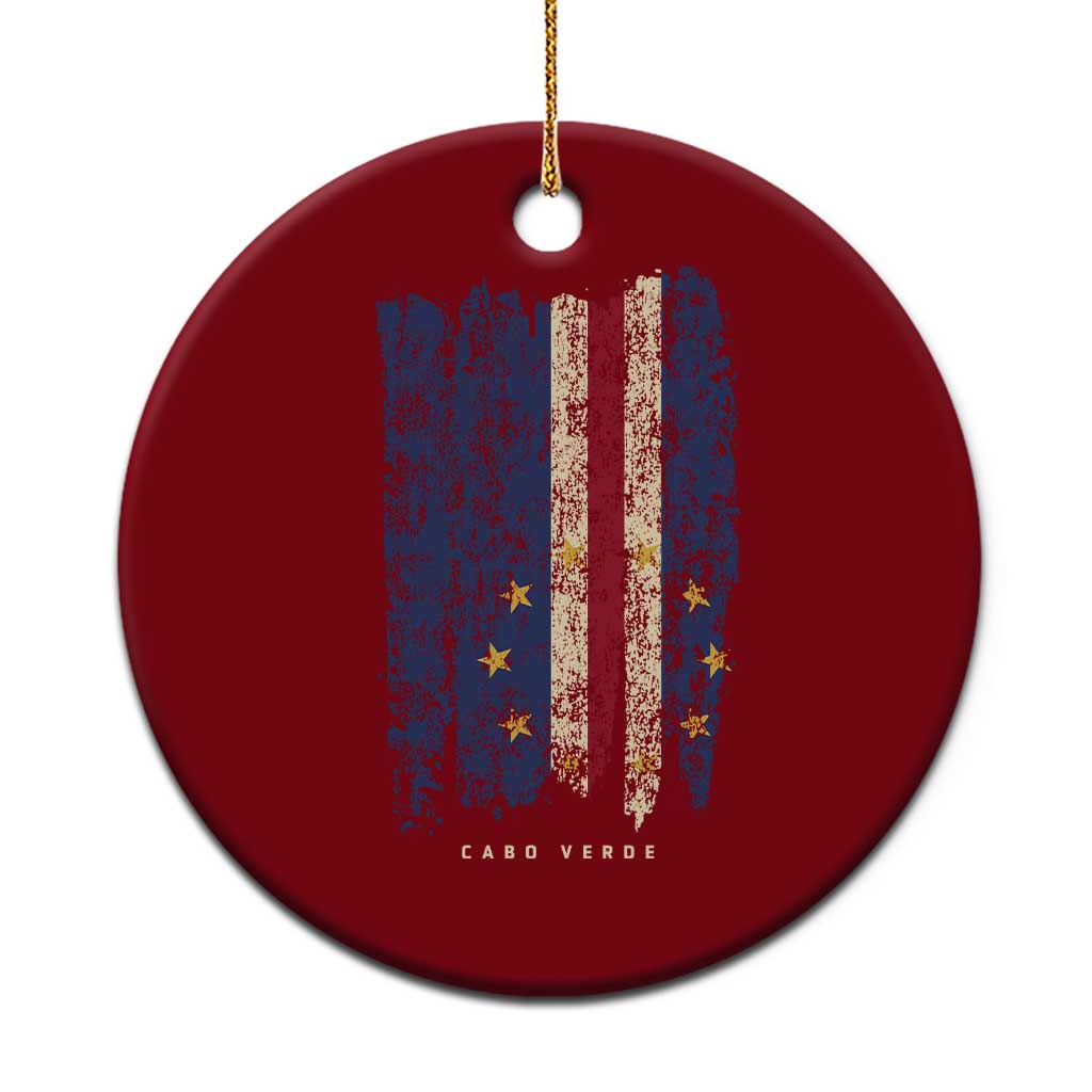 Cape Verde Vertical Brush Stroke Flag Graphic Ceramic Ornament Cabo Verde National Pride Artistic Gift