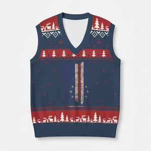 Cape Verde Vertical Brush Stroke Flag Graphic V-Neck Knit Sweater Vest Cabo Verde National Pride Artistic Gift