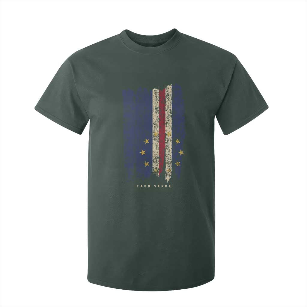 Cape Verde Vertical Brush Stroke Flag Graphic T Shirt For Kid Cabo Verde National Pride Artistic Gift