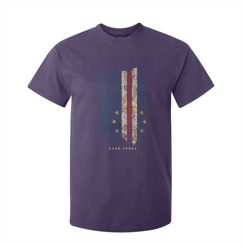 Cape Verde Vertical Brush Stroke Flag Graphic T Shirt For Kid Cabo Verde National Pride Artistic Gift