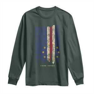 Cape Verde Vertical Brush Stroke Flag Graphic Long Sleeve Shirt Cabo Verde National Pride Artistic Gift