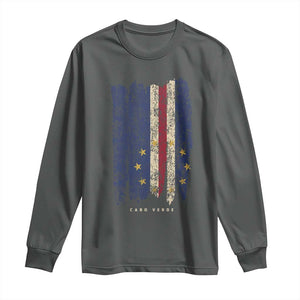 Cape Verde Vertical Brush Stroke Flag Graphic Long Sleeve Shirt Cabo Verde National Pride Artistic Gift