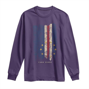Cape Verde Vertical Brush Stroke Flag Graphic Long Sleeve Shirt Cabo Verde National Pride Artistic Gift