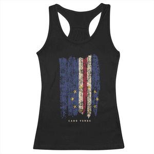 Cape Verde Vertical Brush Stroke Flag Graphic Racerback Tank Top Cabo Verde National Pride Artistic Gift