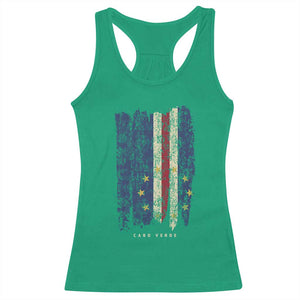 Cape Verde Vertical Brush Stroke Flag Graphic Racerback Tank Top Cabo Verde National Pride Artistic Gift