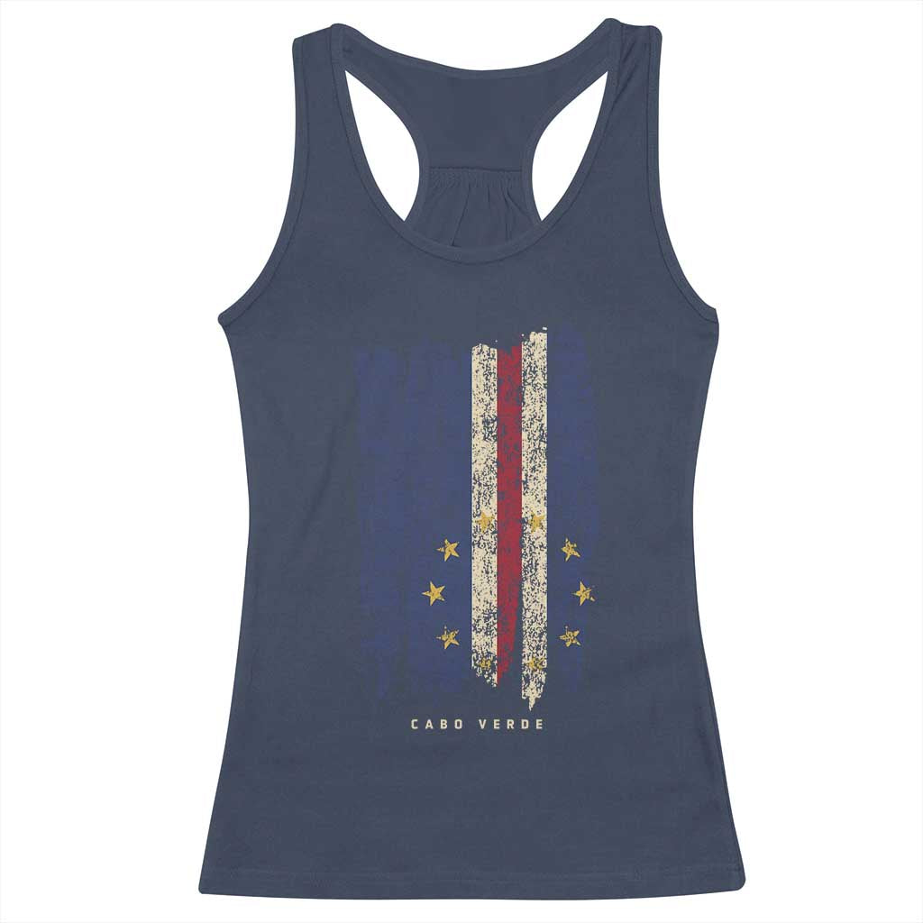 Cape Verde Vertical Brush Stroke Flag Graphic Racerback Tank Top Cabo Verde National Pride Artistic Gift