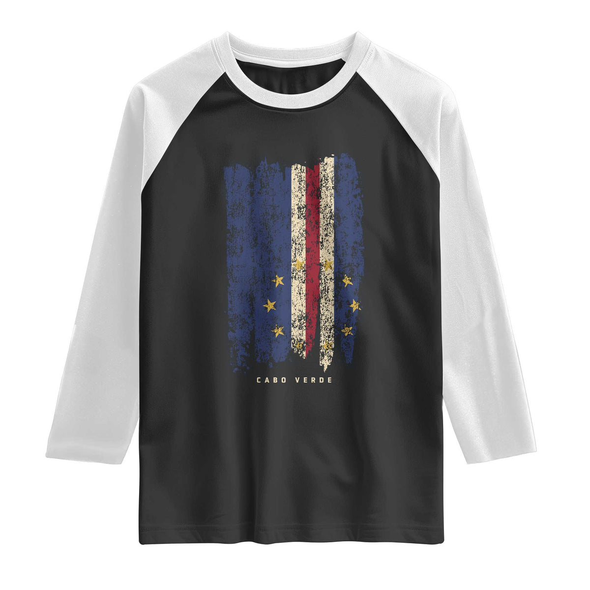Cape Verde Vertical Brush Stroke Flag Graphic Raglan Shirt Cabo Verde National Pride Artistic Gift