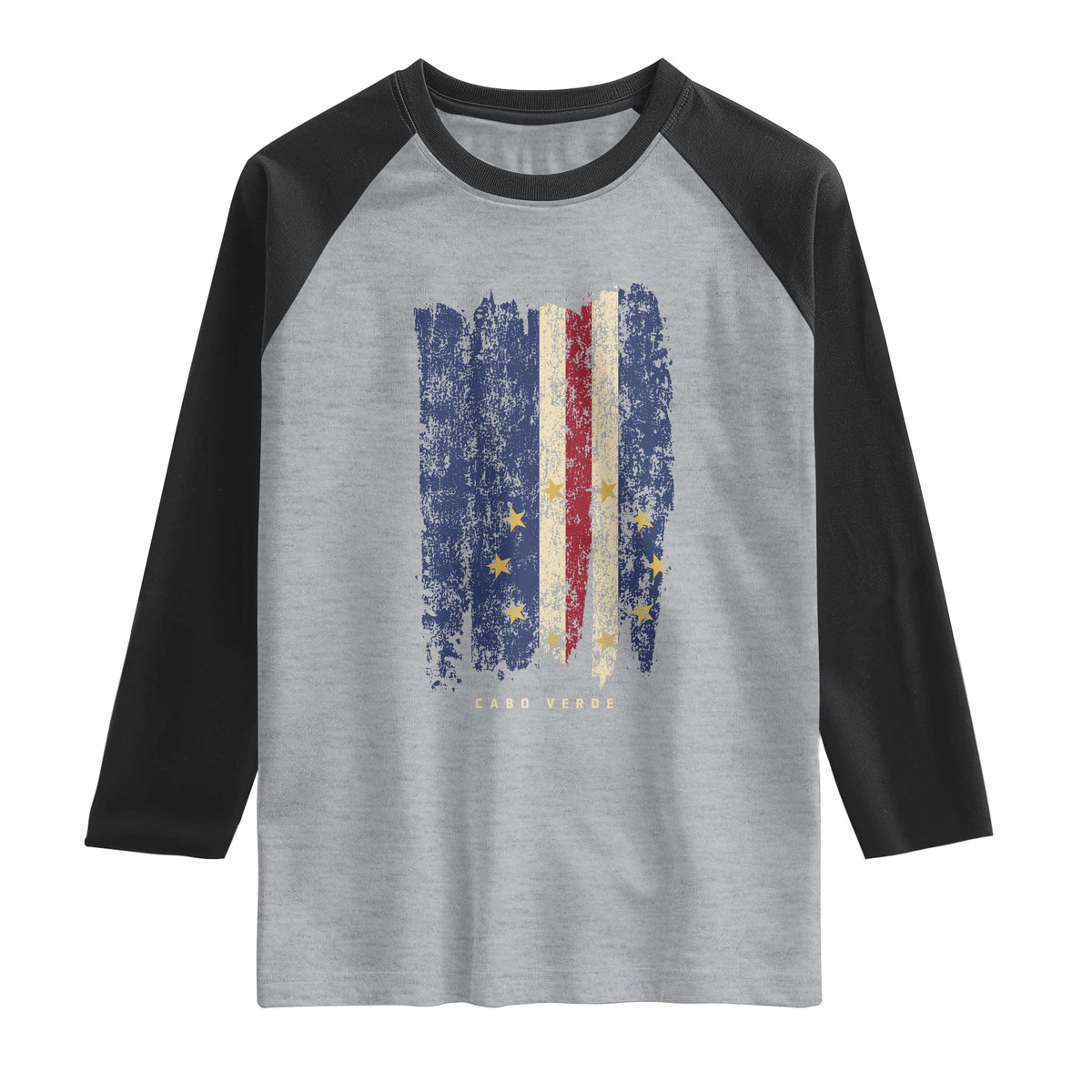 Cape Verde Vertical Brush Stroke Flag Graphic Raglan Shirt Cabo Verde National Pride Artistic Gift