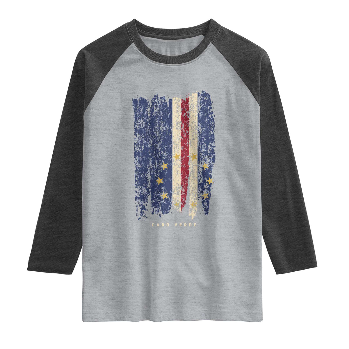 Cape Verde Vertical Brush Stroke Flag Graphic Raglan Shirt Cabo Verde National Pride Artistic Gift