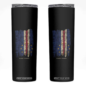 Cape Verde Vertical Brush Stroke Flag Graphic Skinny Tumbler Cabo Verde National Pride Artistic Gift TS02 Black Print Your Wear