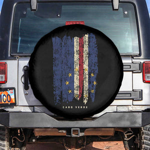 Cape Verde Vertical Brush Stroke Flag Graphic Spare Tire Cover Cabo Verde National Pride Artistic Gift TS02 No hole Black Print Your Wear