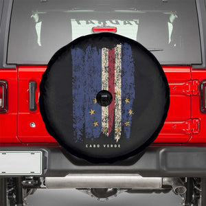Cape Verde Vertical Brush Stroke Flag Graphic Spare Tire Cover Cabo Verde National Pride Artistic Gift TS02 Black Print Your Wear