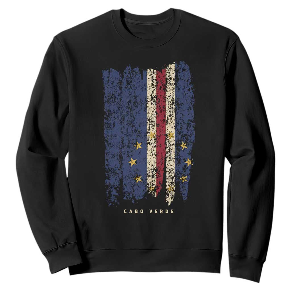 Cape Verde Vertical Brush Stroke Flag Graphic Sweatshirt Cabo Verde National Pride Artistic Gift TS02 Black Print Your Wear