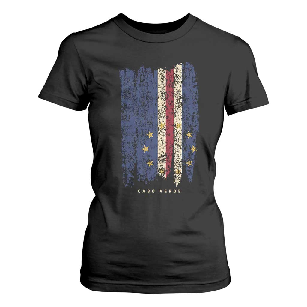 Cape Verde Vertical Brush Stroke Flag Graphic T Shirt For Women Cabo Verde National Pride Artistic Gift TS02 Black Print Your Wear