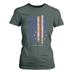 Cape Verde Vertical Brush Stroke Flag Graphic T Shirt For Women Cabo Verde National Pride Artistic Gift