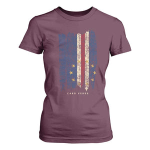 Cape Verde Vertical Brush Stroke Flag Graphic T Shirt For Women Cabo Verde National Pride Artistic Gift