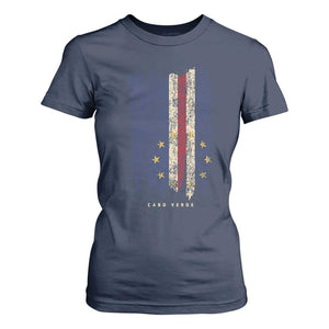 Cape Verde Vertical Brush Stroke Flag Graphic T Shirt For Women Cabo Verde National Pride Artistic Gift