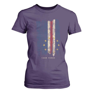 Cape Verde Vertical Brush Stroke Flag Graphic T Shirt For Women Cabo Verde National Pride Artistic Gift