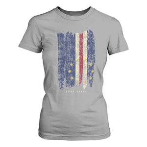 Cape Verde Vertical Brush Stroke Flag Graphic T Shirt For Women Cabo Verde National Pride Artistic Gift