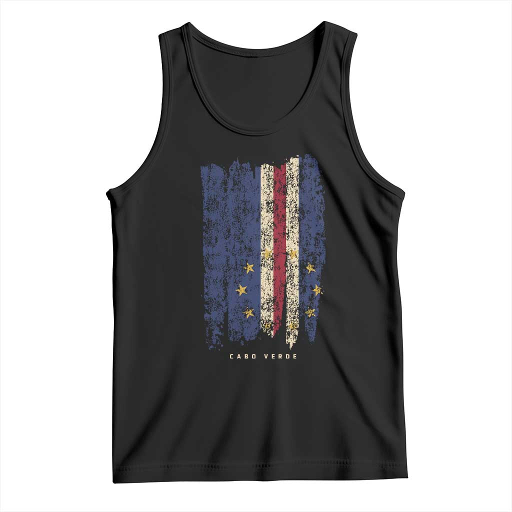 Cape Verde Vertical Brush Stroke Flag Graphic Tank Top Cabo Verde National Pride Artistic Gift