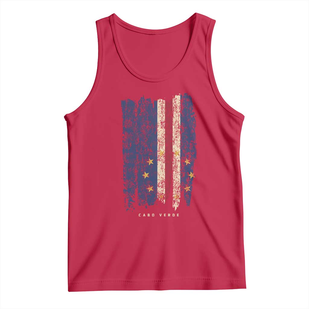 Cape Verde Vertical Brush Stroke Flag Graphic Tank Top Cabo Verde National Pride Artistic Gift