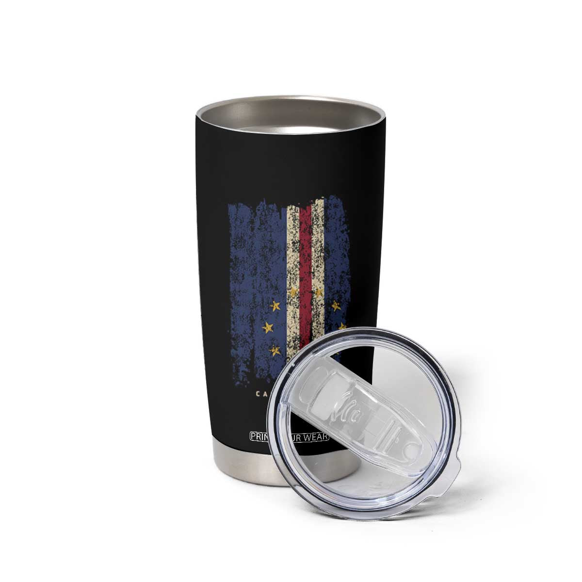Cape Verde Vertical Brush Stroke Flag Graphic Tumbler Cup Cabo Verde National Pride Artistic Gift TS02 Print Your Wear