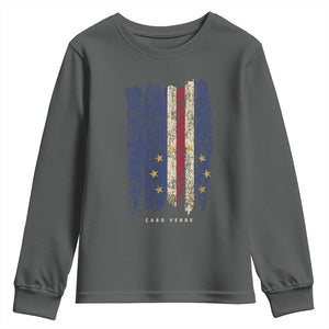 Cape Verde Vertical Brush Stroke Flag Graphic Youth Sweatshirt Cabo Verde National Pride Artistic Gift
