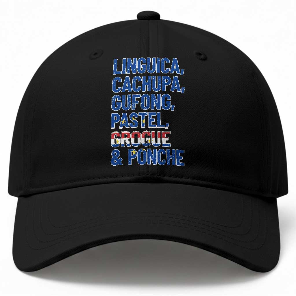 Cape Verde Traditional Food & Drinks List Baseball Cap Cabo Verdean Cachupa Grogue Heritage Gift