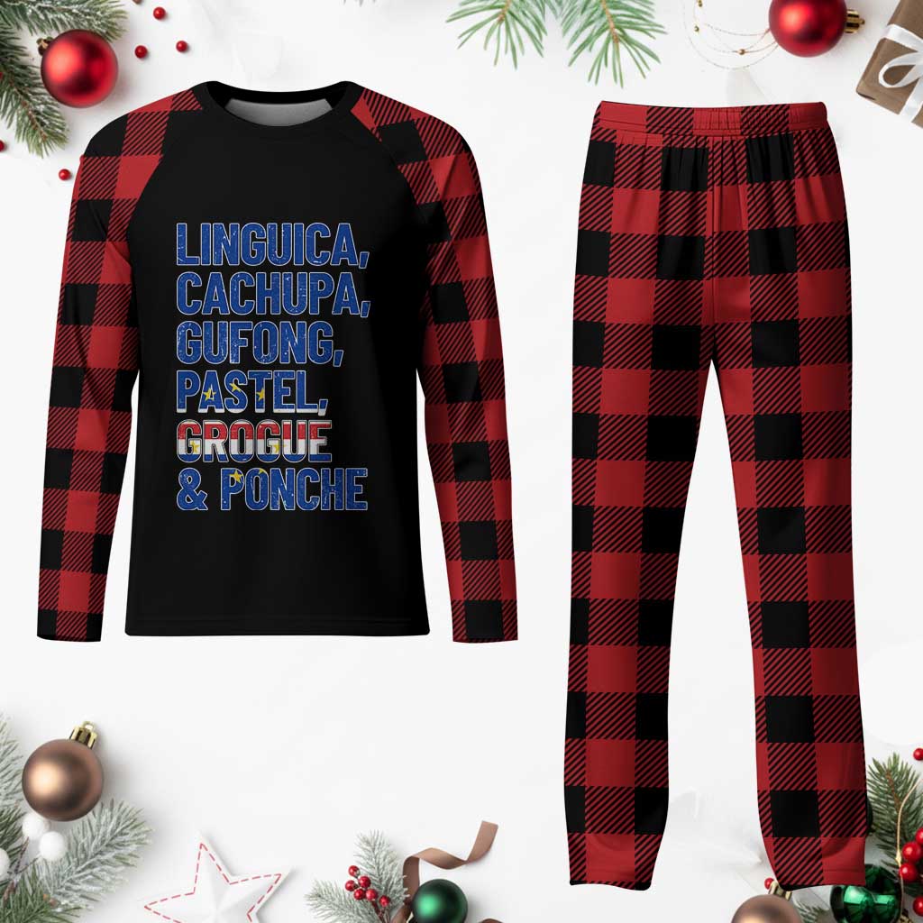 Cape Verde Traditional Food & Drinks List Plaid Pajama Set Cabo Verdean Cachupa Grogue Heritage Gift