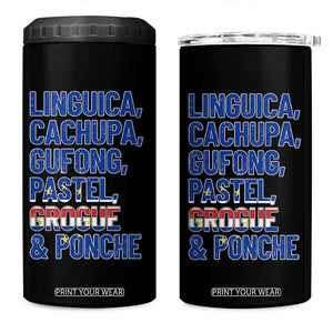 Cape Verde Traditional Food & Drinks List 4 in 1 Can Cooler Tumbler Cabo Verdean Cachupa Grogue Heritage Gift TS02 One Size: 16 oz Black Print Your Wear