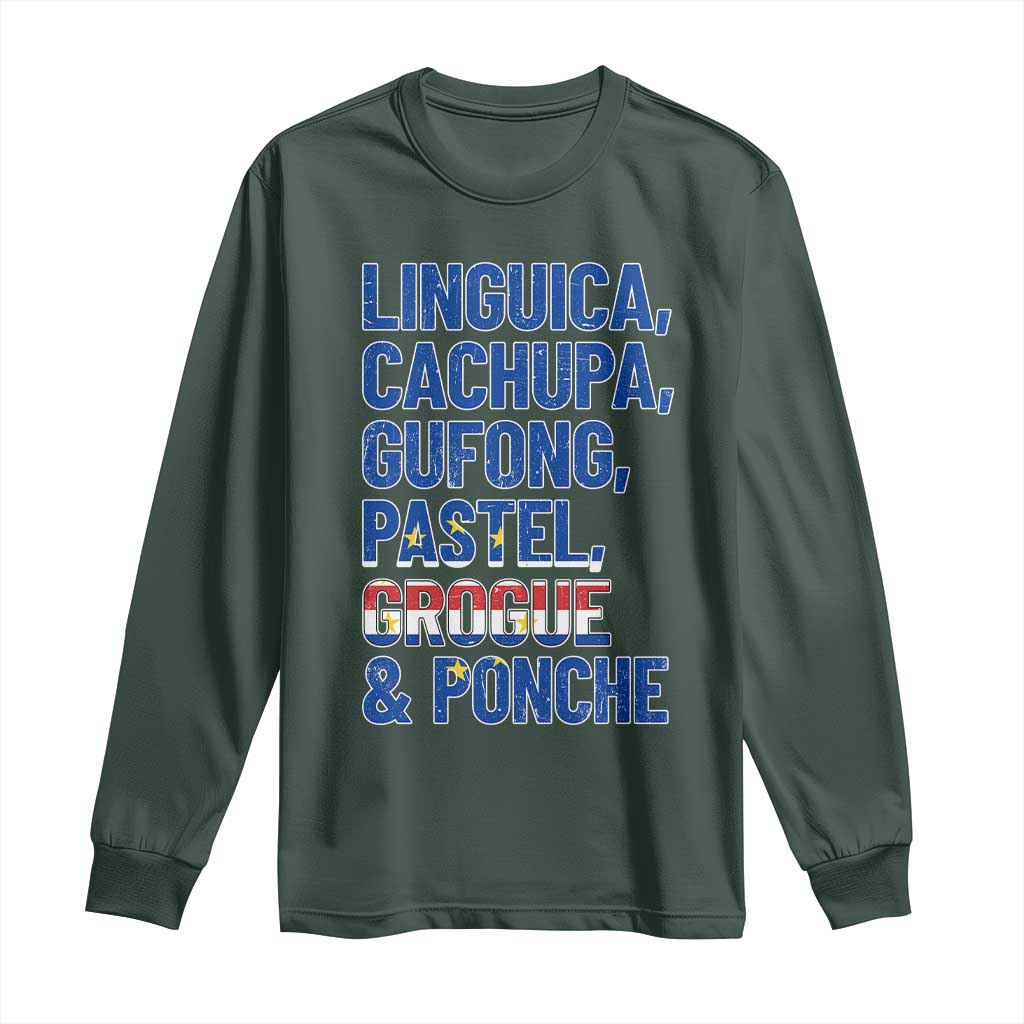 Cape Verde Traditional Food & Drinks List Long Sleeve Shirt Cabo Verdean Cachupa Grogue Heritage Gift