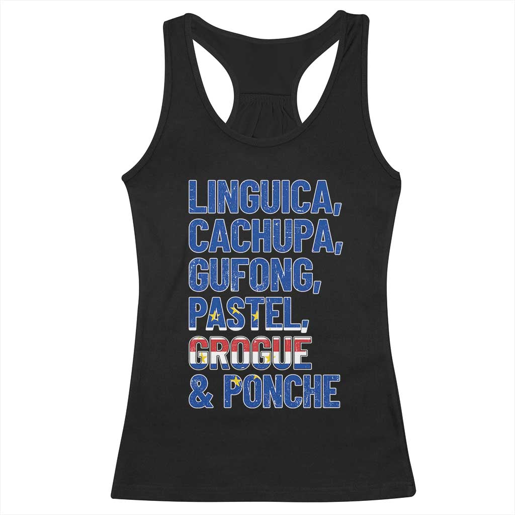 Cape Verde Traditional Food & Drinks List Racerback Tank Top Cabo Verdean Cachupa Grogue Heritage Gift