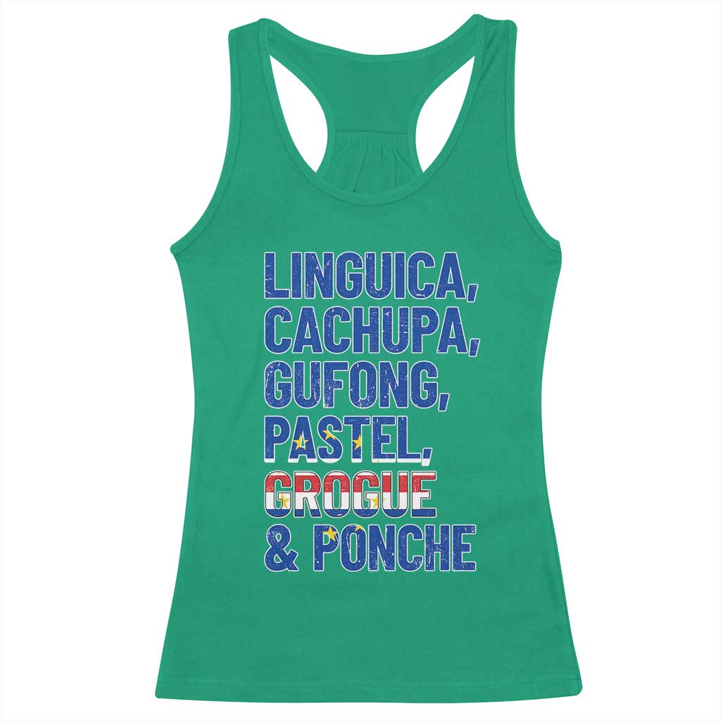 Cape Verde Traditional Food & Drinks List Racerback Tank Top Cabo Verdean Cachupa Grogue Heritage Gift