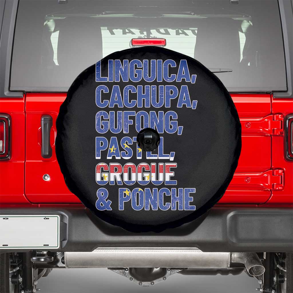 Cape Verde Traditional Food & Drinks List Spare Tire Cover Cabo Verdean Cachupa Grogue Heritage Gift TS02 Black Print Your Wear